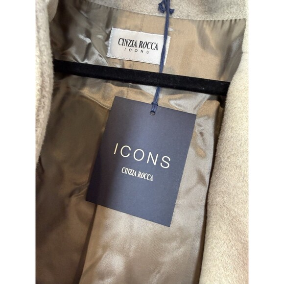 Cinzia Rocca Icons Oatmeal Wool/Cashmere Coat Inverted Notch Collar NWT Size 6 - Picture 6 of 16